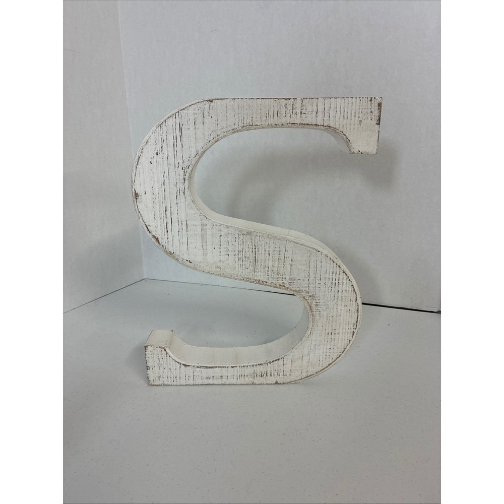 Hobby Lobby Distressed White Wood Letter S Wall Decor 11x14 Farmhouse Monogram